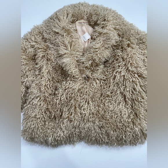 Free People Stargazer Ivory Faux Fur Oversized Jacket Curly Teddy Coat Sz S NWT - Picture 2 of 15